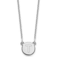 14K White Gold Personalized "T" Initial Pendant Necklace with Rhodium Plated Cable Chain - 18" by Oro Pregiato