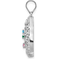 14K White Gold Personalized Tree of Life Pendant with Four Round Birthstones - Customizable by Oro Pregiato