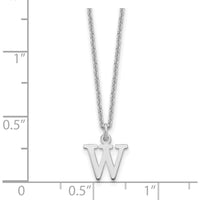 14K White Gold Personalized "W" Letter Pendant Necklace - 18" Cable Chain by Oro Pregiato