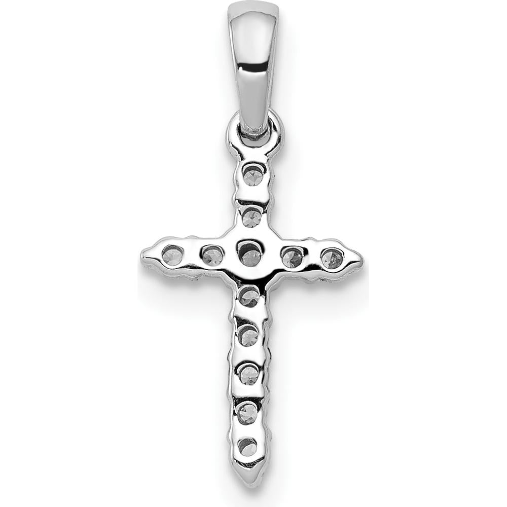 14K White Gold Petite Cross Pendant with Pavé-Set Round Diamonds - 0.10 Carat Total Diamond Weight by Monteluci Fine Jewelry
