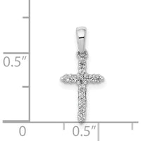 14K White Gold Petite Cross Pendant with Pavé-Set Round Diamonds - 0.10 Carat Total Diamond Weight by Monteluci Fine Jewelry