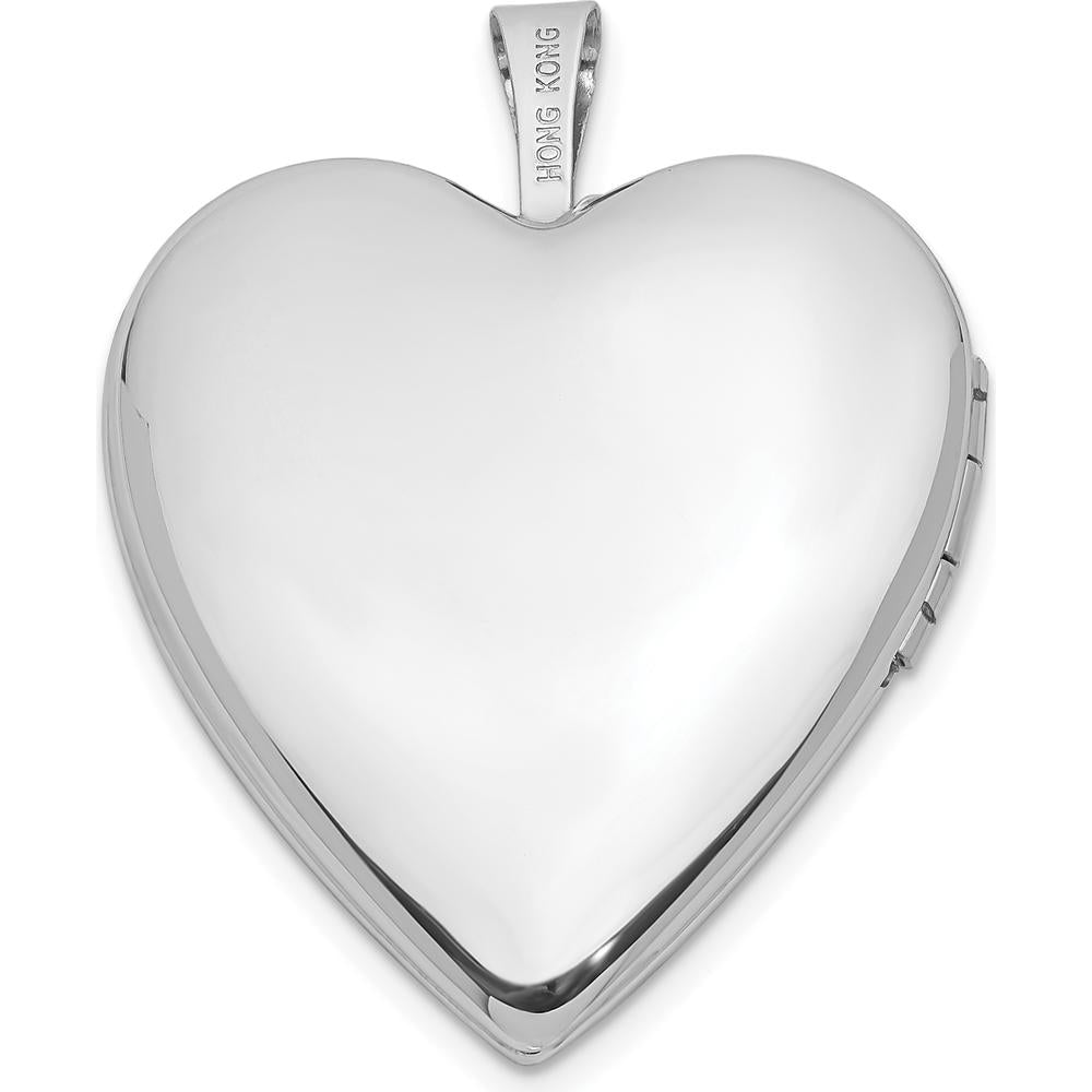 14K White Gold Pink and Green Enamel Rose I LOVE YOU Script Heart Locket - Engravable 20mm by Monteluci Fine Jewelry