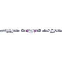 14K White Gold Pink Sapphire Accent Bridal Earrings