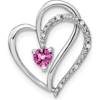 14K White Gold Pink Sapphire and Diamond Heart Pendant Necklace - 0.28 Carat Total Gem Weight by Lumare Gioia