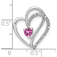 14K White Gold Pink Sapphire and Diamond Heart Pendant Necklace - 0.28 Carat Total Gem Weight by Lumare Gioia
