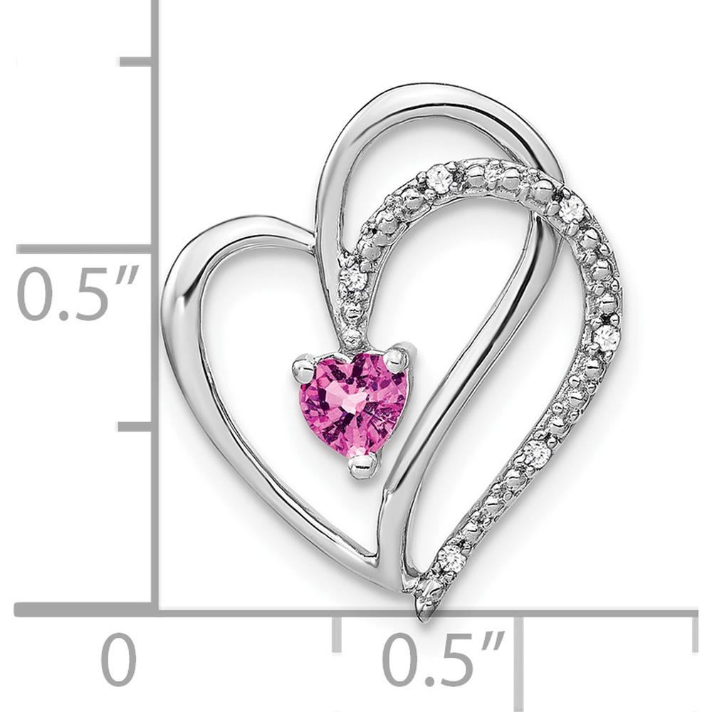 14K White Gold Pink Sapphire and Diamond Heart Pendant Necklace - 0.28 Carat Total Gem Weight by Lumare Gioia