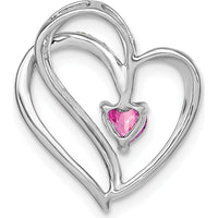 14K White Gold Pink Sapphire and Diamond Heart Pendant Necklace - 0.28 Carat Total Gem Weight by Lumare Gioia