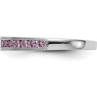 14K White Gold Pink Sapphire Channel Set Band - 0.02 Carat Total Sapphire Weight by 0