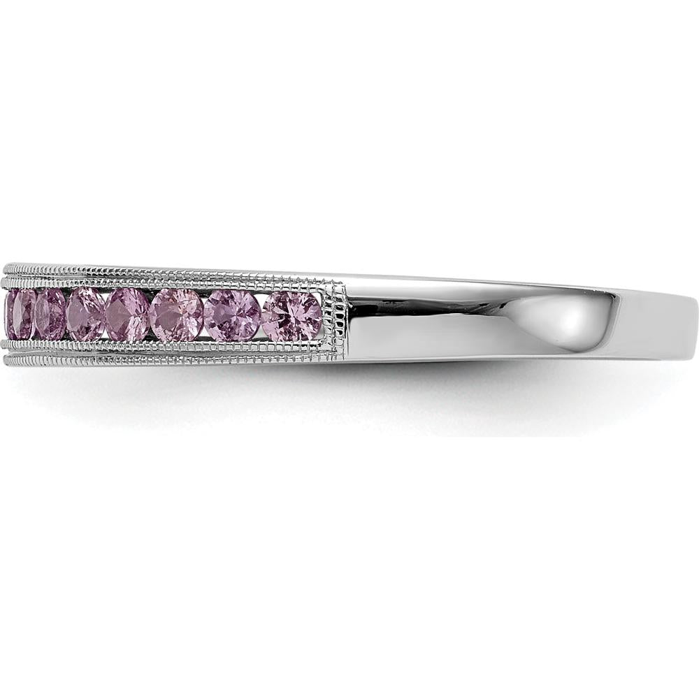 14K White Gold Pink Sapphire Channel Set Band - 0.02 Carat Total Sapphire Weight by 0