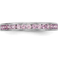 14K White Gold Pink Sapphire Channel Set Band - 0.02 Carat Total Sapphire Weight by 0