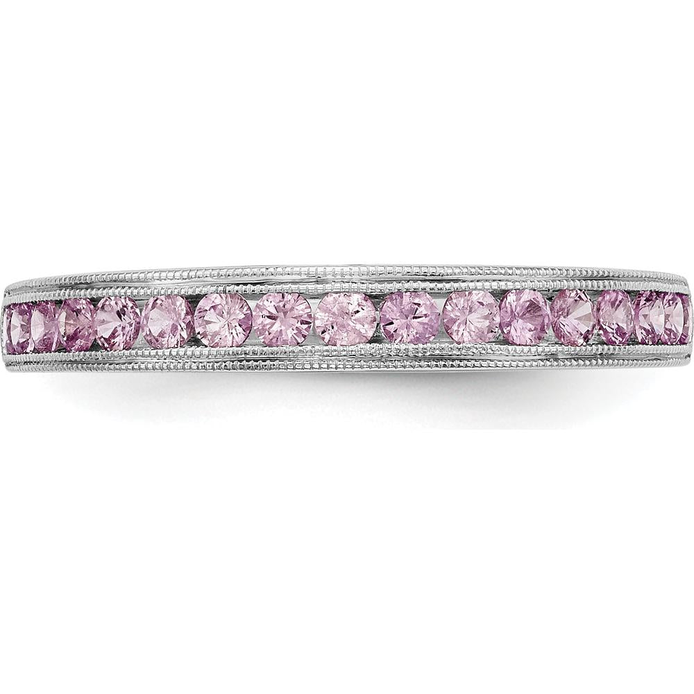 14K White Gold Pink Sapphire Channel Set Band - 0.02 Carat Total Sapphire Weight by 0