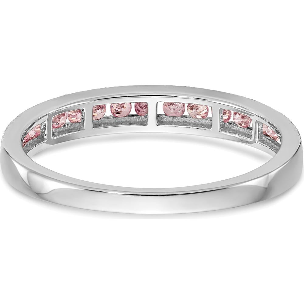 14K White Gold Pink Sapphire Channel Set Band - 0.02 Carat Total Sapphire Weight by 0