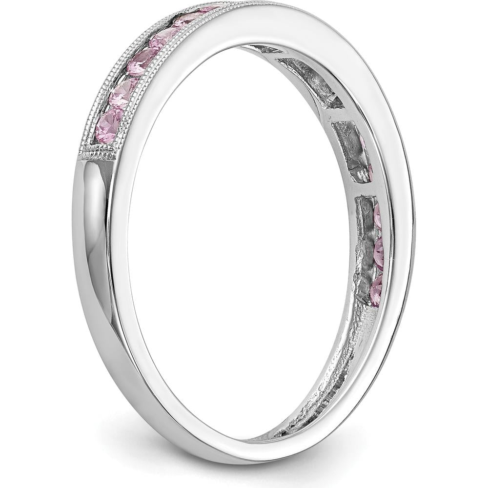 14K White Gold Pink Sapphire Channel Set Band - 0.02 Carat Total Sapphire Weight by 0