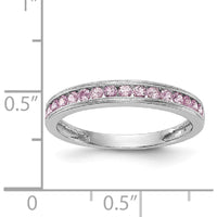 14K White Gold Pink Sapphire Channel Set Band - 0.02 Carat Total Sapphire Weight by 0