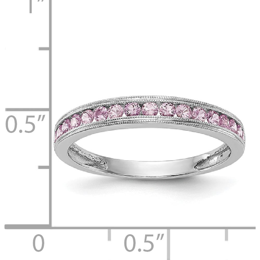 14K White Gold Pink Sapphire Channel Set Band - 0.02 Carat Total Sapphire Weight by 0