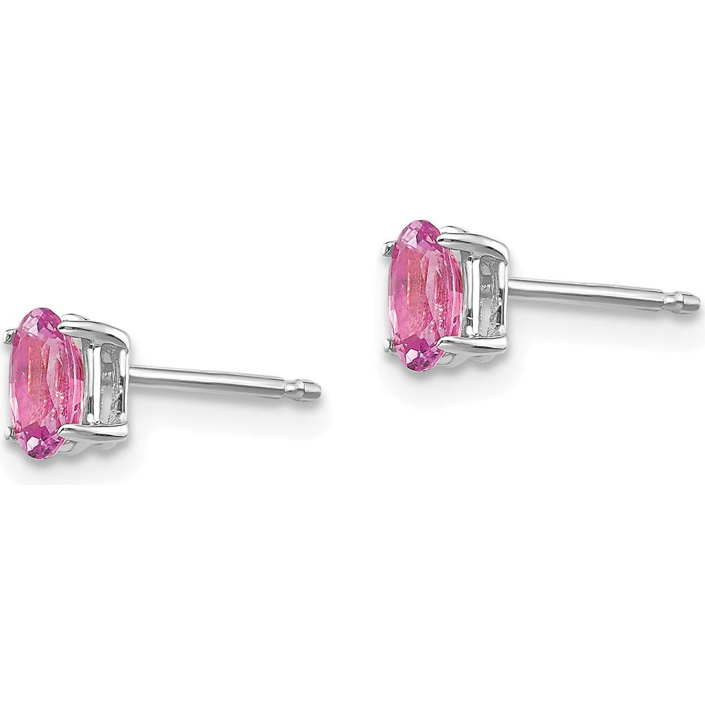 14K White Gold Pink Sapphire Stud Earrings - 0.32 Carat Total Sapphire Weight by Monteluci Fine Jewelry
