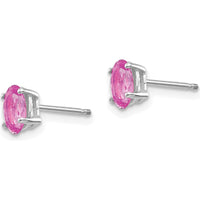 14K White Gold Pink Sapphire Stud Earrings - 0.6 Carat Total Carat Weight, Oval Shaped, Rhodium Plated by Monteluci Fine Jewelry