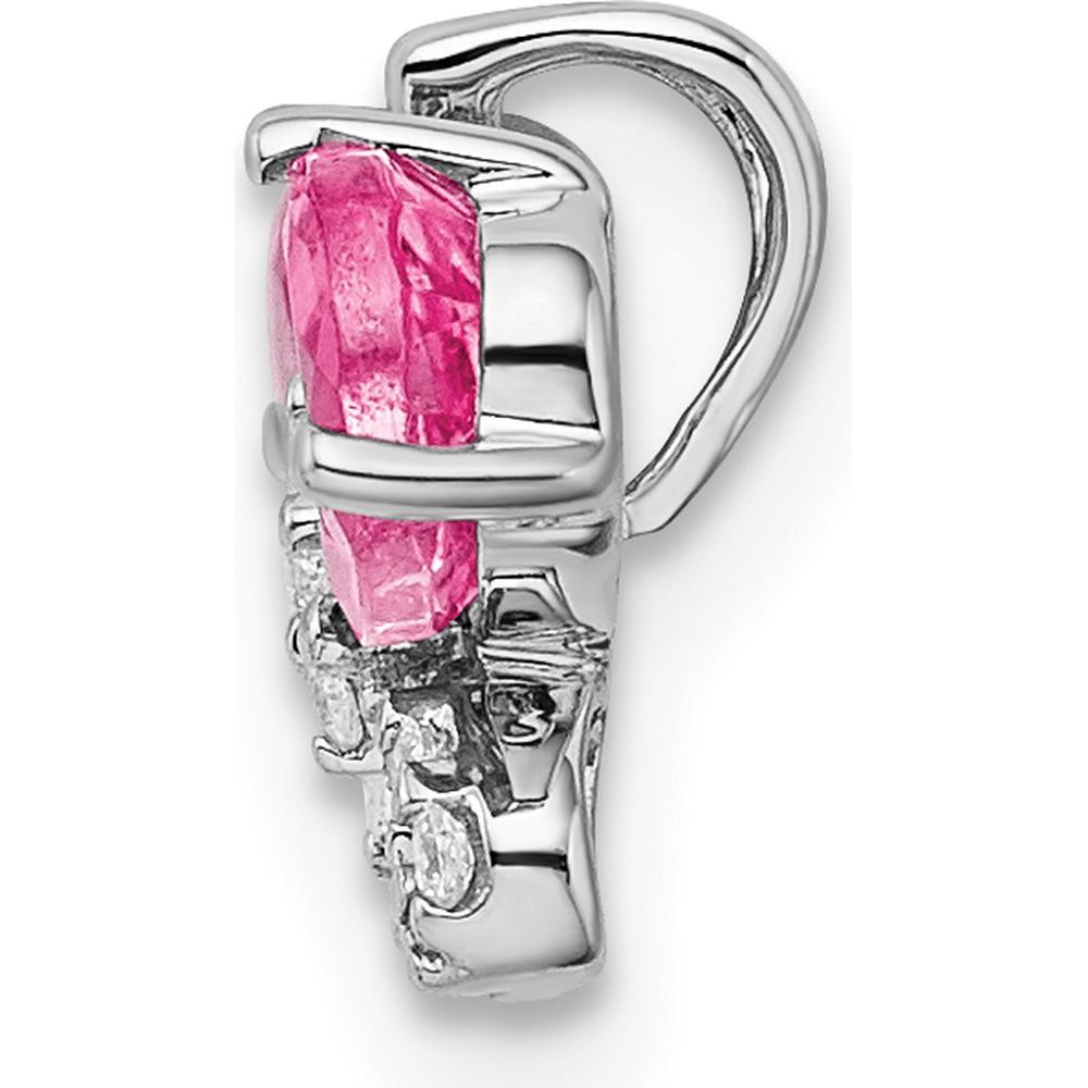 14K White Gold Pink Tourmaline and Diamond Butterfly Pendant with Rhodium Plating - 0.5 Carat Pink Tourmaline, 0.065 Carat Diamonds by Oro Pregiato