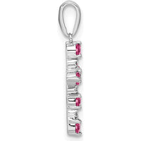 14K White Gold Pink Tourmaline and Diamond Cross Pendant with Rhodium Plating by Oro Pregiato