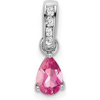 14K White Gold Pink Tourmaline and Diamond Pendant with Round Diamonds - 0.03 Carat Total Diamond Weight by Oro Pregiato