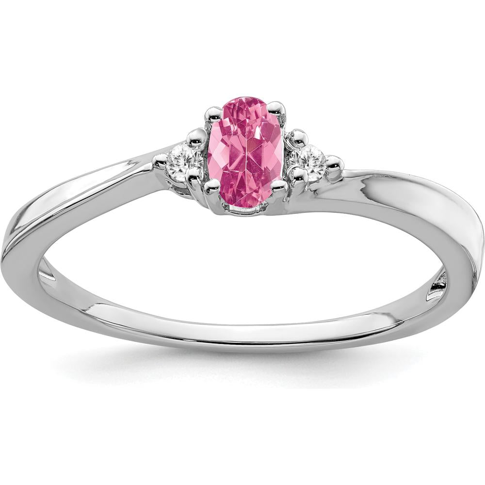 14K White Gold Pink Tourmaline and Diamond Ring - 0.34 Carat Pink Tourmaline, 0.04 Carat Diamonds by 0