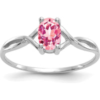 14K White Gold Pink Tourmaline Birthstone Ring - 0.26 Carat Oval Faceted Tourmaline by Oro Pregiato