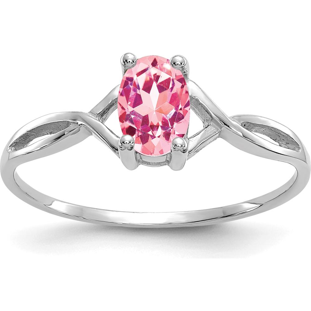 14K White Gold Pink Tourmaline Birthstone Ring - 0.26 Carat Oval Faceted Tourmaline by Oro Pregiato