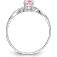 14K White Gold Pink Tourmaline Birthstone Ring - 0.26 Carat Oval Faceted Tourmaline by Oro Pregiato