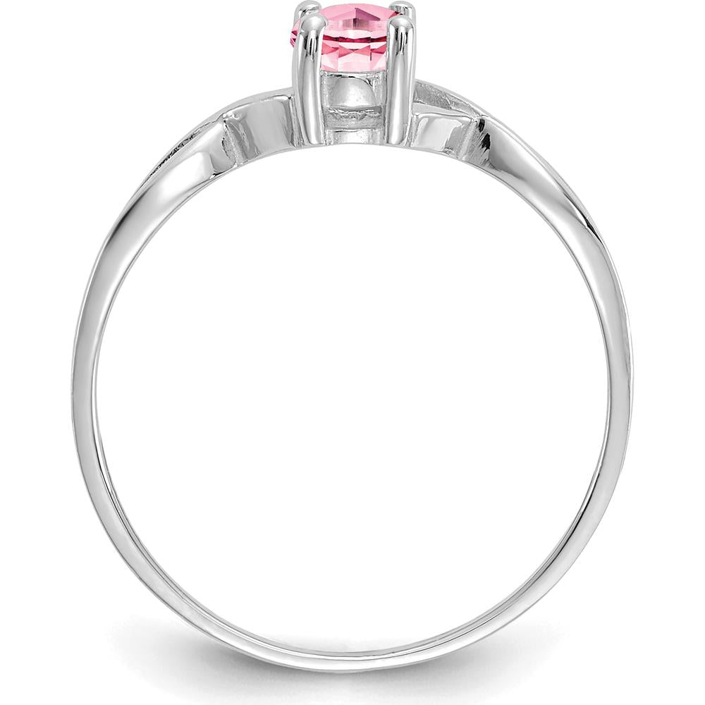 14K White Gold Pink Tourmaline Birthstone Ring - 0.26 Carat Oval Faceted Tourmaline by Oro Pregiato