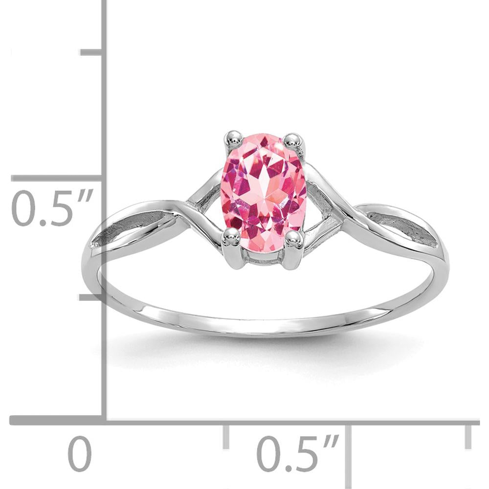14K White Gold Pink Tourmaline Birthstone Ring - 0.26 Carat Oval Faceted Tourmaline by Oro Pregiato