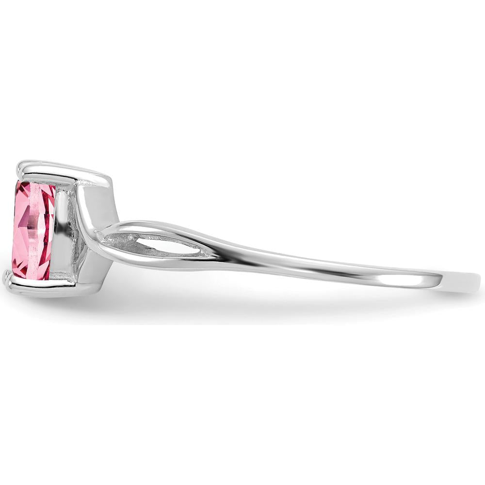 14K White Gold Pink Tourmaline Birthstone Ring - 0.26 Carat Oval Faceted Tourmaline by Oro Pregiato