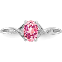 14K White Gold Pink Tourmaline Birthstone Ring - 0.26 Carat Oval Faceted Tourmaline by Oro Pregiato