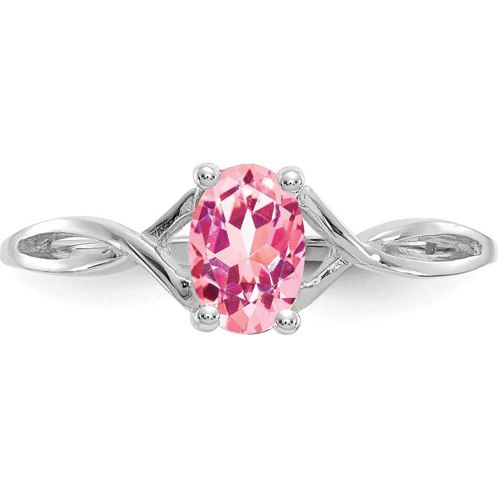 14K White Gold Pink Tourmaline Birthstone Ring - 0.26 Carat Oval Faceted Tourmaline by Oro Pregiato