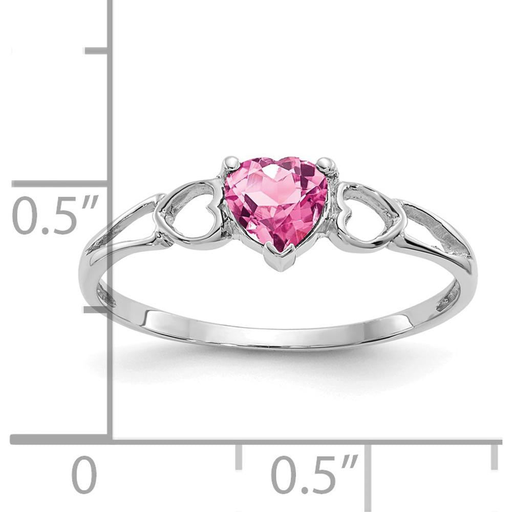 14K White Gold Pink Tourmaline Heart-Shaped Birthstone Ring - 0.45 Carat Total Weight by Oro Pregiato