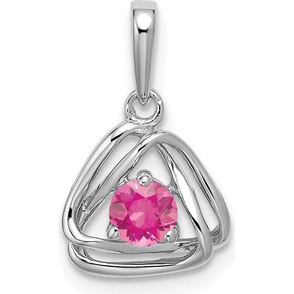 14K White Gold Pink Tourmaline Triangle Pendant - 0.25 Carat Pink Tourmaline by Oro Pregiato