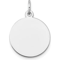 14K White Gold Plain Circular Engravable Disc Charm - Polished Finish by Oro Pregiato