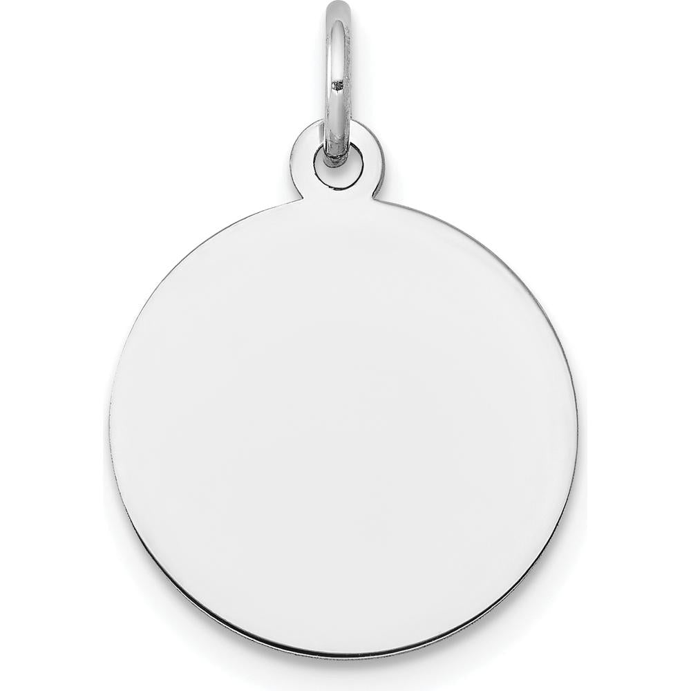 14K White Gold Plain Circular Engravable Disc Charm - Polished Finish by Oro Pregiato