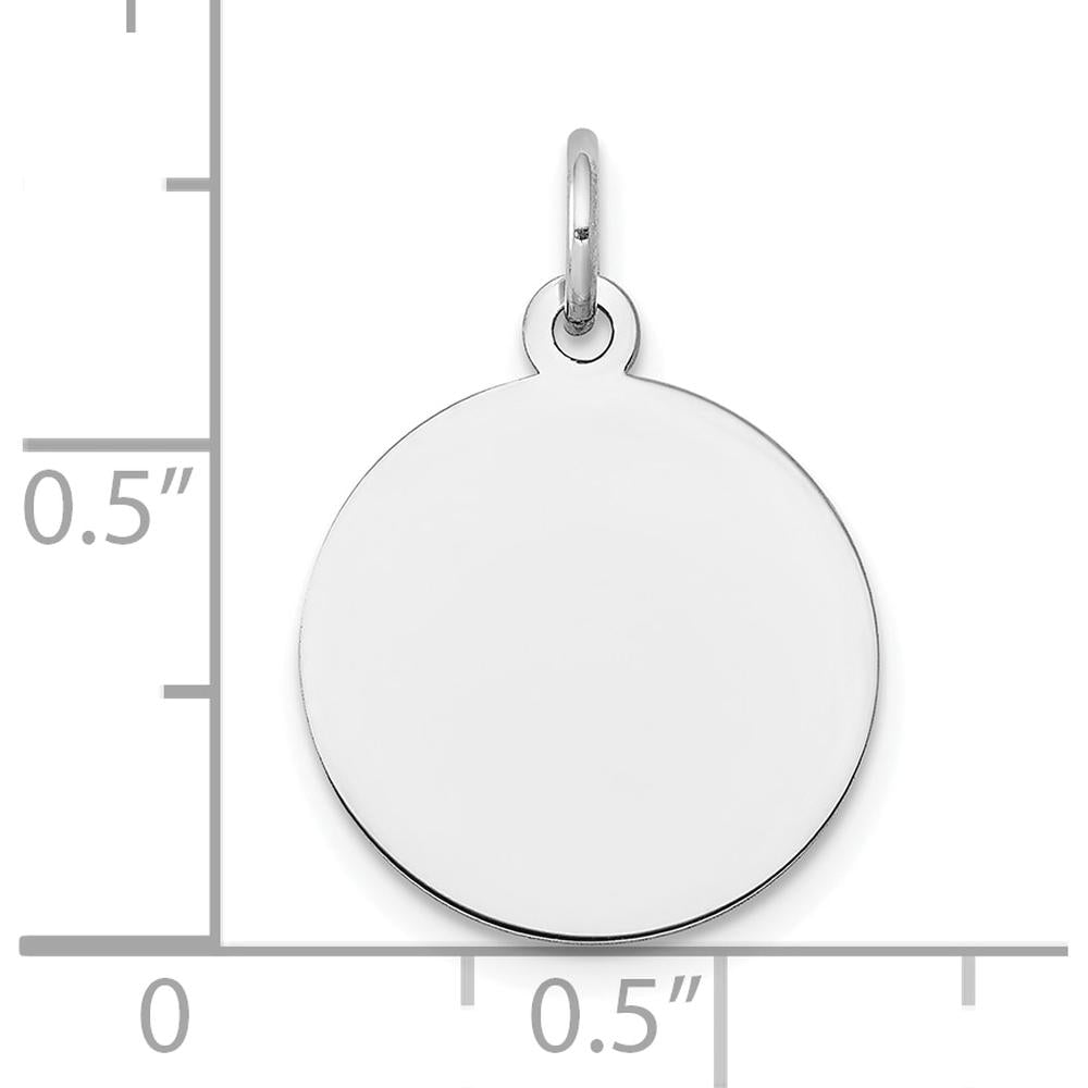 14K White Gold Plain Circular Engravable Disc Charm - Polished Finish by Oro Pregiato