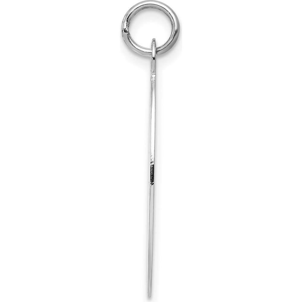14K White Gold Plain Elliptical Engravable Disc Charm - Personalized Pendant with Rhodium Plating by Oro Pregiato