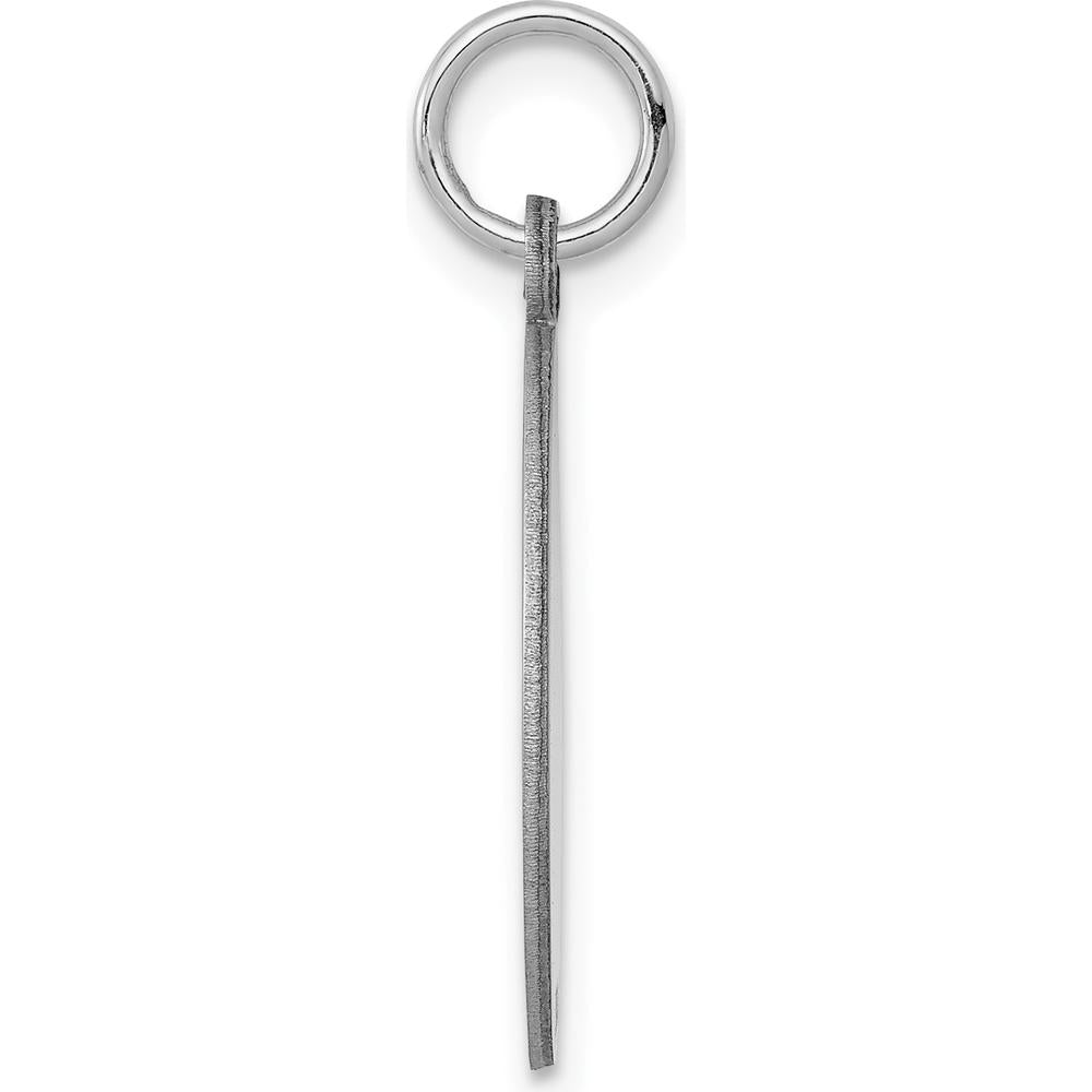 14K White Gold Plain Engravable Disc Charm Pendant - Polished Finish by Oro Pregiato