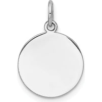 14K White Gold Plain Engravable Disc Charm with Rhodium Plating by Oro Pregiato