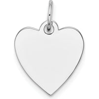 14K White Gold Plain Engravable Heart Charm Pendant - Polished Finish by Oro Pregiato