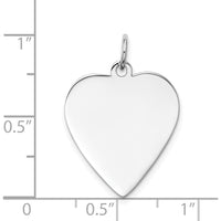 14K White Gold Plain Engravable Heart Charm with Polished Finish - 27mm Length by Oro Pregiato