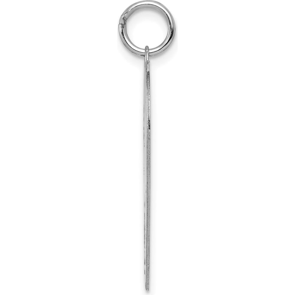 14K White Gold Plain Engravable Heart Charm with Polished Finish - 30mm Length by Oro Pregiato