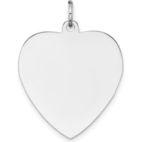 14K White Gold Plain Engravable Heart Pendant - Personalized and Polished Design by Oro Pregiato