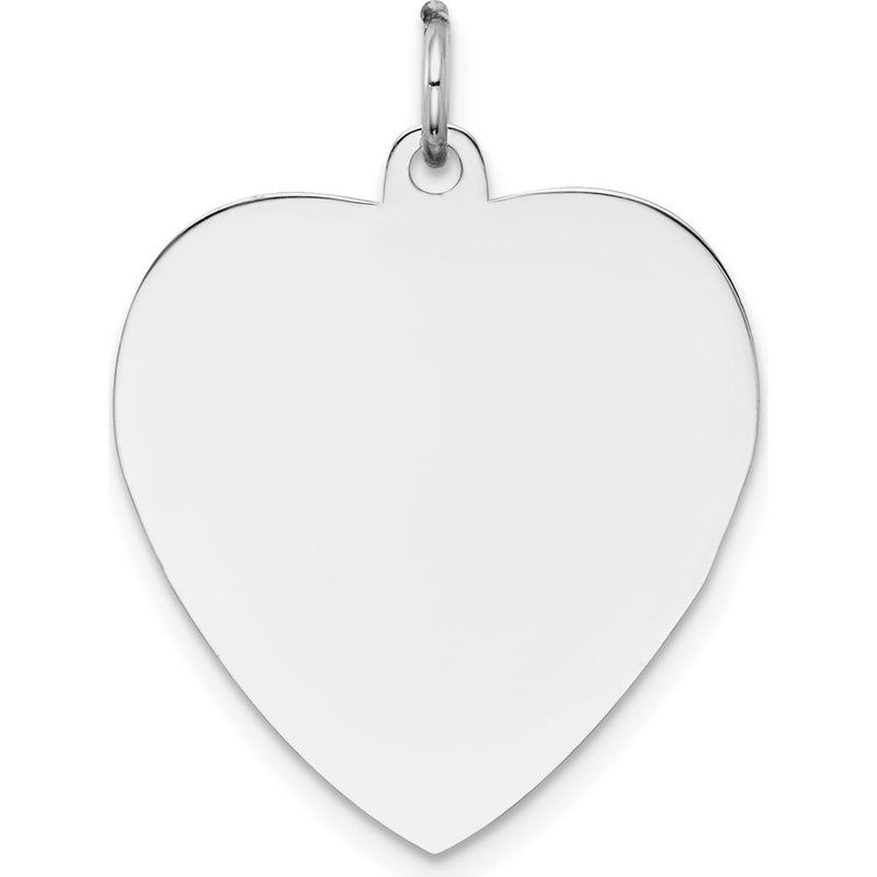 14K White Gold Plain Engravable Heart Pendant - Personalized and Polished Design by Oro Pregiato