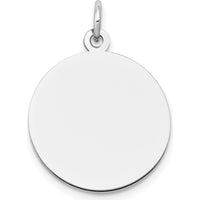 14K White Gold Plain Engravable Round Disc Charm Pendant with Polished Finish by Oro Pregiato
