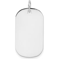14K White Gold Plain Engraveable Dog Tag Disc Charm - 23mm Length by Oro Pregiato