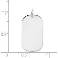 14K White Gold Plain Engraveable Dog Tag Disc Charm - 23mm Length by Oro Pregiato