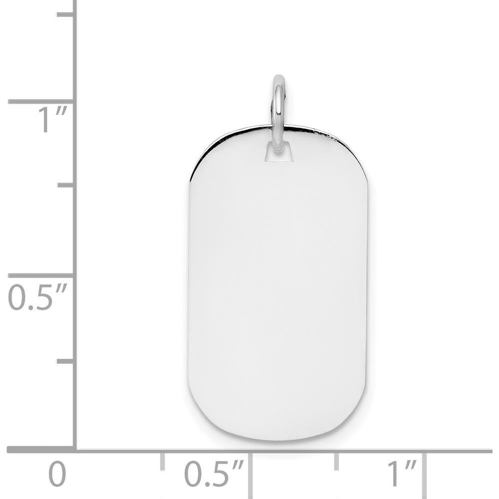 14K White Gold Plain Engraveable Dog Tag Disc Charm - 23mm Length by Oro Pregiato